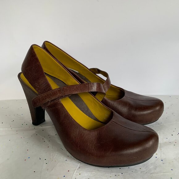 Tsubo Shoes - Tsubo Acrea Size 10  Brown Leather Slingback Mary Jane Pumps Comfort - 9.5 39.5
